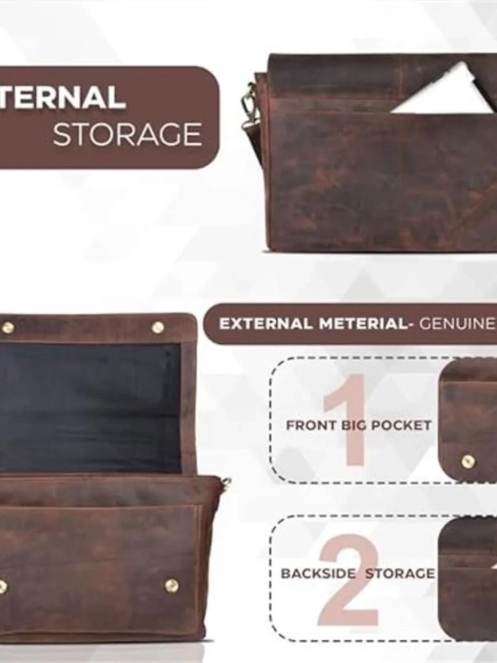 Men's Oak Leather Leather Messenger Bag Laptop Briefcase Bag